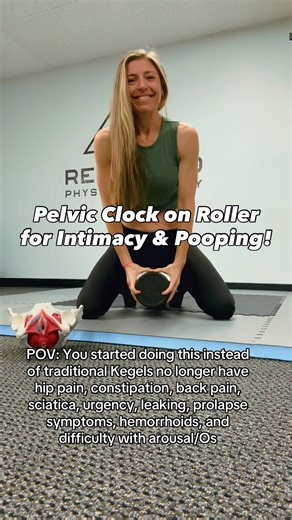 Pelvic Clock on Roller for Intimacy & Pooping (Kegels + Hip Mobility HACK!) #kegel #pregnancy #mom