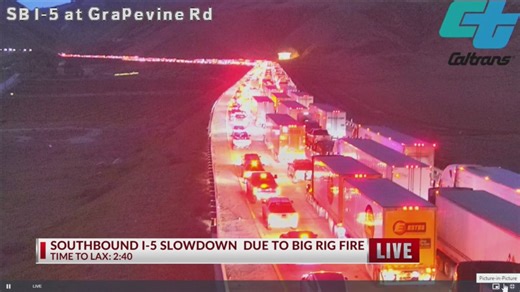 Lanes reopened after semi truck catches fire on I-5 south of Grapevine