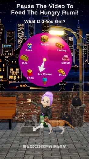 Pause The Video To Feed The Hungry Rumi! What Did You Get? 🍔 #shorts #roblox #bloxinemaplay