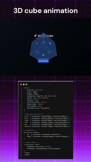 🔥 3D Cube Animation using HTML CSS & Bootstrap | Cool UI Effect #coding #python #programming