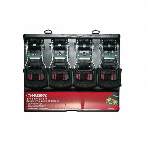 Reviews for Husky 1-1/4 in. x 16 ft. Ratchet Tie-Down Straps with S Hook (4-Pack) | Pg 1 - The Home Depot