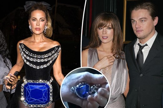 Kate Beckinsale dresses as the Heart of the Ocean from ‘Titanic’ for Leonardo DiCaprio’s birthday party