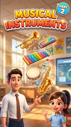 🎶 Learn 5 Musical Instruments in English | English for Kids 🎺 #learnenglish #bts #Shorts