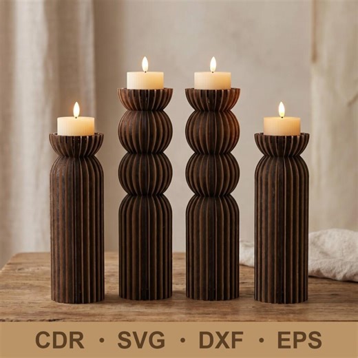 Advent Candle Holders SVG File, Laser Cut Woodworking Plans, Christmas Candlestick Set, Glowforge Files, Home Decorations, 3D Puzzle Files - Etsy