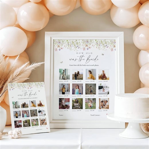 Editable Canva How Old Was the Bride Game 5x7 8x10 Floral Bridal Shower Game, Guess the Bride Age Game, Printable Bridal Shower - Etsy Australia