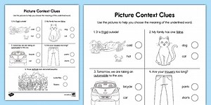 Picture Context Clues Worksheet for K-1st Grade