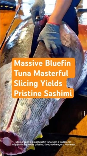Massive Bluefin Tuna Masterful Slicing Yields Pristine Sashimi