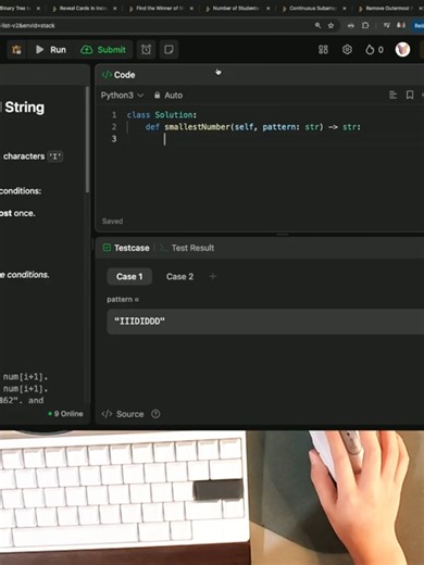 LeetCode | Python | HHKB Type-S | 40 min real time | no talking | EP-43 This is my LeetCode profile: https://leetcode.com/u/mameeewin Do you also want to code these challenges? You can go to leetcode with the link here! https://leetcode.com/ Happy Coding! #leetcode #studywithme #codewithme #asmrkeyboard #asmrkeyboardsounds #asmr #studyvlog #coding #programming #dsa #datastructures #datastructuresandalgorithms #python #pythonprogramming #pythoncoding