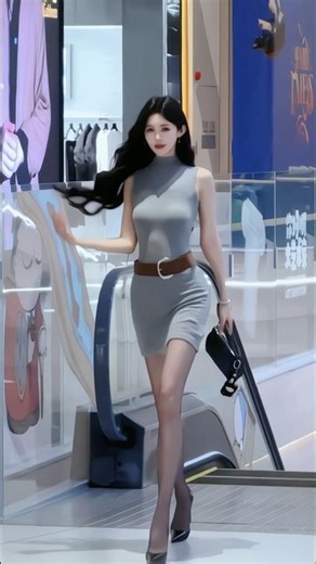 Trendy Street Fashion Girl Walking in Urban Aesthetic Vibes