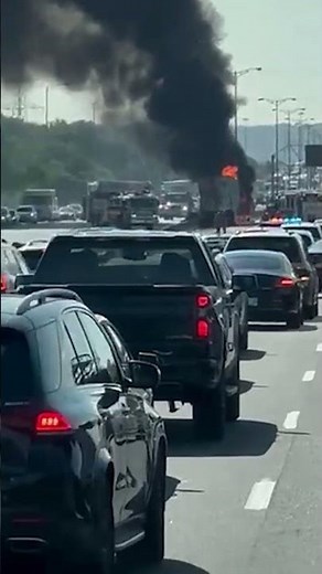 Video shows truck engulfed in flames on QEW