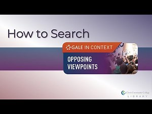 Searching the Opposing Viewpoints - Gale in Context Database