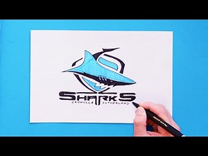 How to draw Cronulla-Sutherland Sharks Logo (National Rugby League)