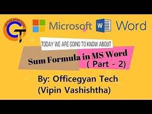 How to use Sum Formula in MS Word (Part-2 Layout Method) By Officegyan Tech