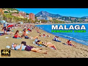 Sun-Soaked Malaga Coastline: Relaxing [4K] Journey from Beach to the Port, Spain