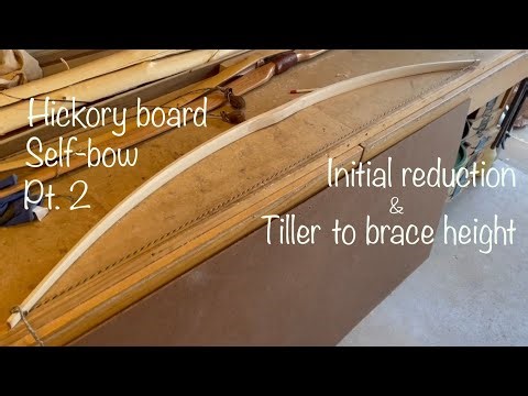 Short hickory board self bow Pt.2 - Initial reduction
