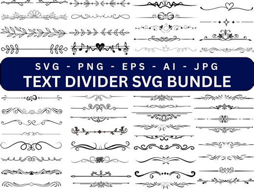 Decorative Text Divider SVG, Wedding & Valentine's Day Designs, Cut File, Border Svg, Silhouette, Decor Svg - Etsy