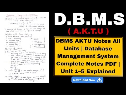DBMS AKTU Notes All Units | Database Management System Complete Notes PDF | Unit 1–5 Explained