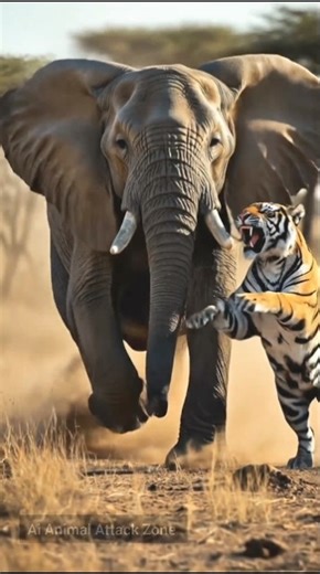 Tiger’s Deadly Ambush Baby Elephant Saved by Mother’s Fierce Rage #shortsviral #animals