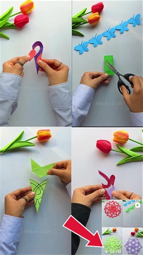 4 Different Paper Craft Tutorial ❤️🦋💚💜 Making ideas #crafting #tutorial