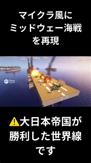 【マイクラ風】ミッドウェー海戦をマインクラフト風に再現！#戦艦 #フィクション #マイクラ #マインクラフト #minecraft #sora2 #aivideo #ai #ゲーム