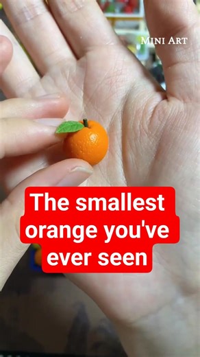 Easy Tiny Orange Tutorial! 🍊 ​#MiniatureFood #Orange #ClayTutorial