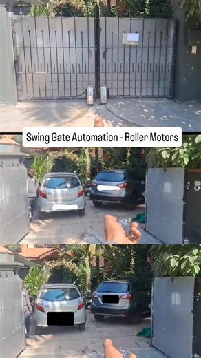 The Handy Goan Automation | Smart Automation Solutions | Goa 📲 on Instagram: "Swing gate automation using roller motors is the ideal solution when your gate needs to open beyond 90 degrees. Unlike conventional systems, roller motors allow wider gate movement, making them perfect for properties with limited driveway space or specific entry layouts. They offer smooth operation, better flexibility, and reliable performance for heavier or custom designed swing gates. A smart choice when standard sw