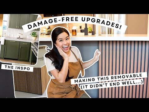BORING GRAY KITCHEN GETS A HUGE RENTER-FRIENDLY MAKEOVER! | Wood Slats & Peel and Stick