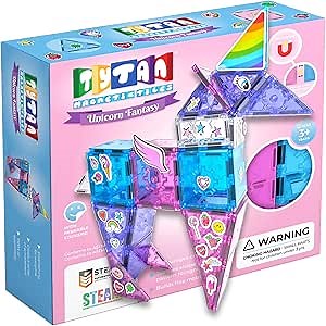 Tytan Tiles Ultimate Unicorn Magnetic Tiles Building Set, Adorable Kids’ STEM Toy, Creative Play, Shape & Pattern Recognition, Fine Motor Skills, Includes Storage Bag, Ages 3 and Up