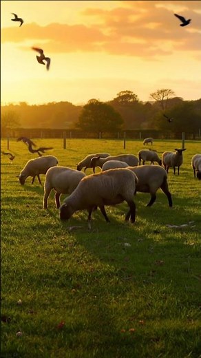 Peaceful Sheep Grazing | Nature’s Calm Moment 🐑🌾