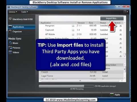 BlackBerry Desktop Software 6.0 - Install or Remove Applications