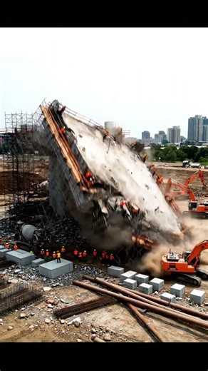 Unexpected Bridge pillar collapse #constructionsafety #accidentawareness