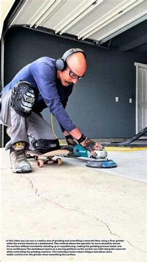 Creative Floor Grinding Trick Using a Skateboard | Smart Construction Hack.