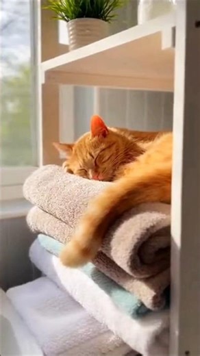 Adorable Kitten Sleeping on a Cozy Blanket | Soft Purring Cat Nap for Relaxing Vibes#calm