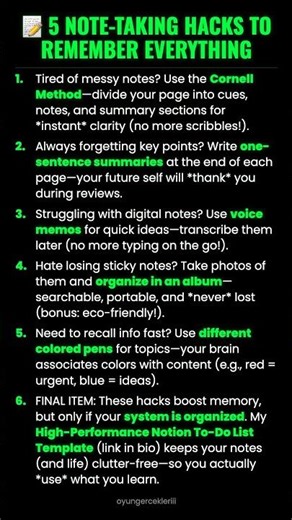 📝 5 Note-Taking Hacks to Remember Everything #ad (Verify Info)