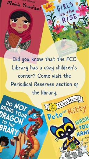 Did you know that the FCC Library has a cozy children's corner? Come visit the Periodical/Reserves section of the library! | Fresno City College Library