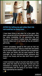 27K views · 3 comments | AITAH ⚓ for telling my pet sitter that I do not need  her to sleep over. | Gemini Tee | Facebook