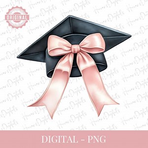 High Quality Graduation Cap Clipart With Pink Bow | Senior 2025 PNG | Class of 2025 SVG | Graduation Stickers | Digital Download - Etsy UK