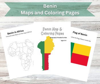 Benin Map & Coloring Pages | Benin Country Study | Geography Worksheets for Kids