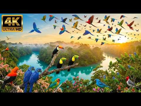 Relaxing Amazon Walk : Wings of Paradise (4K)|Scarlet Macaws, Hyacinth Macaws, Toucan & Amazon Birds