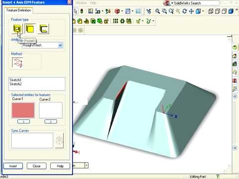 SOLIDWORKS CAMWorks EDM 4 Axis Contour Options - Tutorial