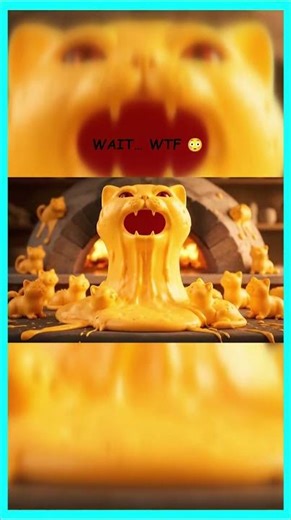 Molten Cheese Cat Eruption 🍕🔥 #meme - shorts
