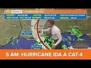 5 AM: Hurricane Ida top winds now 145, gusts 165