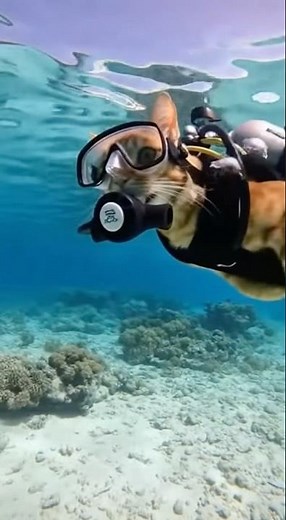 Cat Goes Scuba Diving?! Underwater Adventure 🐱🌊 | #funnycats #siumeowstudio #catreaction