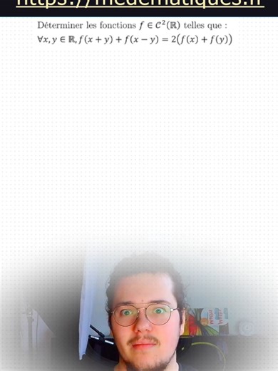 Équation fonctionnelle, analyse-synthèse, classe C2, dérivable, linéairement quadratique #maths #exercice #prepa #cpge #mpsi #mp2i #mp #mpi
