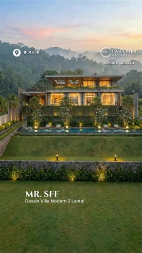 EMPORIO ARCHITECT - Arsitek, Pengawasan & Manajemen Konstruksi on Instagram: "This residence doesn’t seek to dominate nature, but to move in harmony with it. Each level follows the natural contours of the land, revealing spaces that grow calmer as you descend. A villa where time slows down, and greenery becomes part of everyday living. . Our Portfolio : Mr. SFF 2240 Modern Villa 2 Floors Design - Bogor . Land Area : width 62 m x length 27 m . Signature Design of Emporio Architect : @emporio_sign