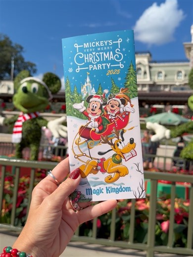 Andrea | Disney for Foodies on Instagram: "The first Mickey’s Very Merry Christmas Party of 2025 is HERE! 🎅💫 Guide map in hand, ready for a holly and jolly night! 🎄 From complimentary cookies and hot cocoa to merry entertainment and festive snacks 🍬🍭 — I’ll be sharing it ALL tonight! 👀 Take a first look at the 2025 Party Guide and see all the returning favorites that make this night so magical! 📸 Follow along for live updates, photos, and v