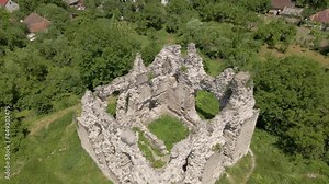 Ancient Fortress Ruins of Knights Templar Castle in Ukraine - Aerial