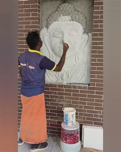 Buddha face mural cement artwork #muralproject #arunsirpi