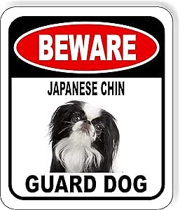 BEWARE JAPANESE CHIN GUARD DOG Aluminum Composite Outdoor Sign 8.5" x10" Metal Security Notice for Yard, Fence, Porch, Property, and Business – No Trespassing, Warning, Attack Dogs, Protection