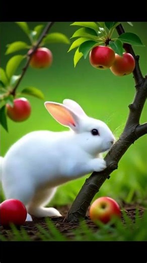 🐇 Cute Bunny Eating a Red Apple 🍎 | Adorable Rabbit ASMR